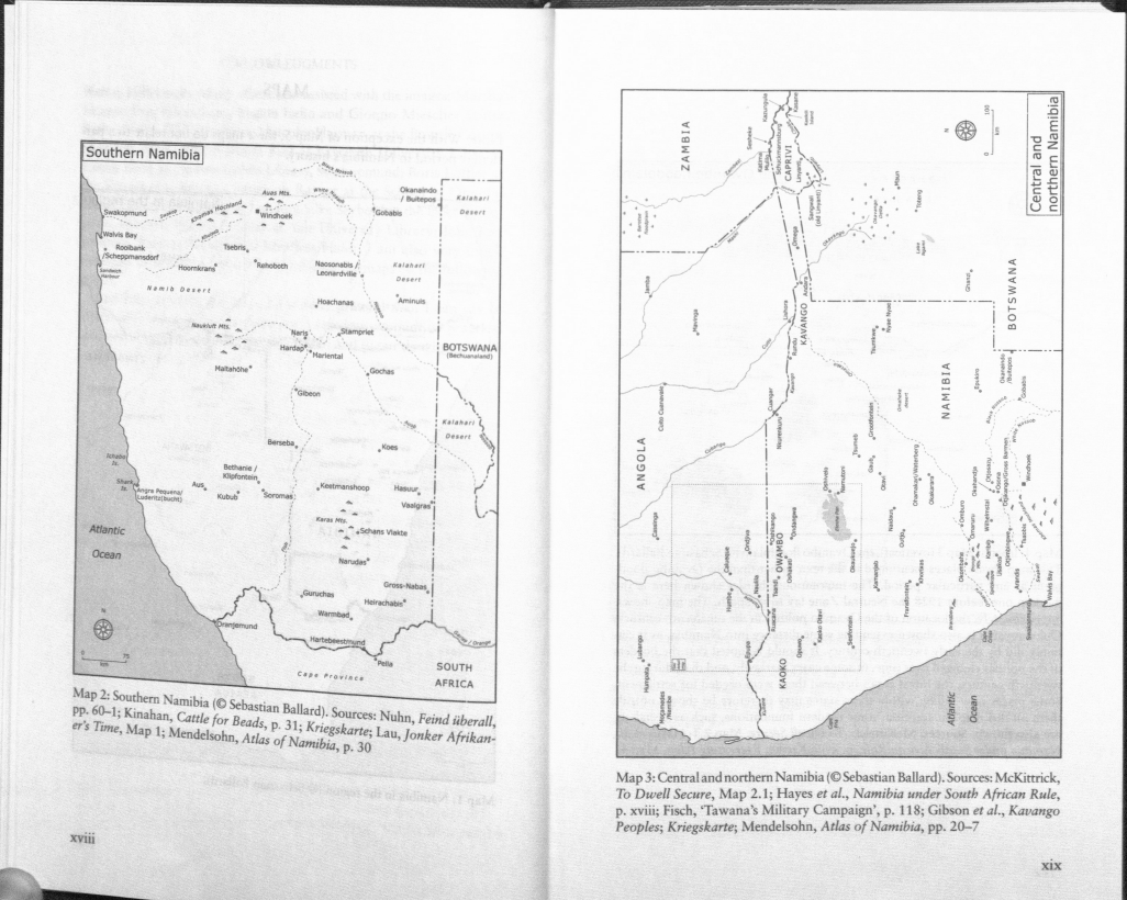 Map comparing Namibian reserves in 1939 with proposed Odendaal Plan boundaries in 1963