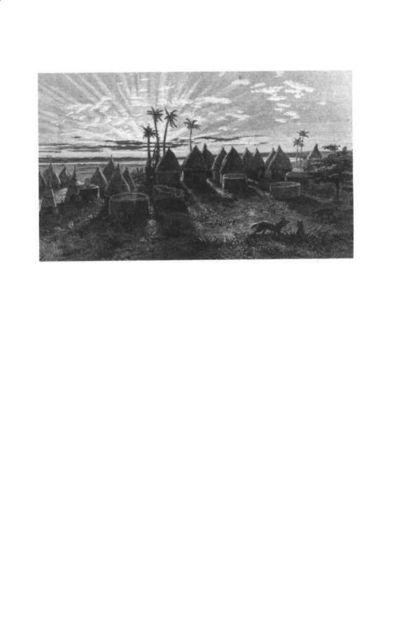 A Shilluk village in the White Nile region after a slave raid
